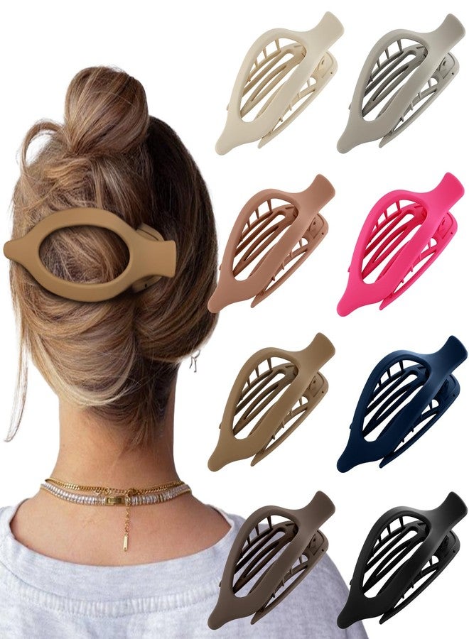 DEPOKA Flat Hair Clips for Women-8Pcs Large Matte No-Slip French Concord Claws, Accessories for Thick & Thin Hair (Colorful, Oval) - Image 1